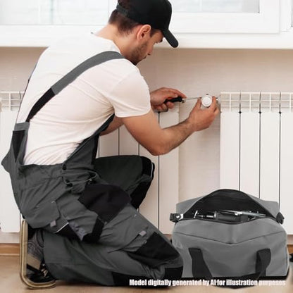 Small Tool Bag, Close Top Wide Mouth Tool Organizer Bag, Large Tool Bags - color: Gray, size: 16 Inch