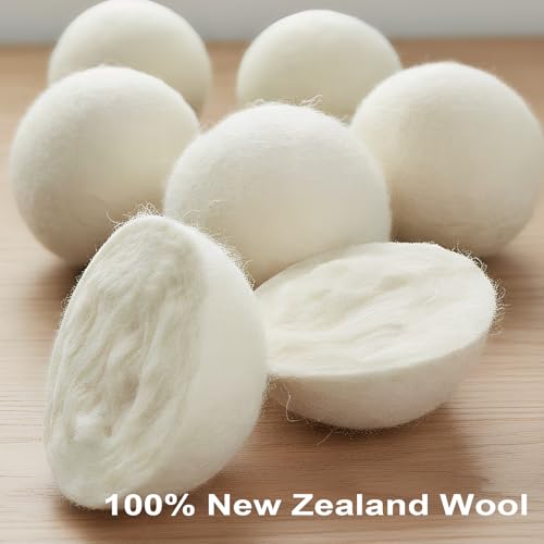 Wool Dryer Balls 6-Pack XL - Natural Reusable Laundry Fabric Softener, Reduces Wrinkles & Drying Time, Hypoallergenic, Leaves Fabrics Naturally Soft and Fluffy - size: X-Large(Pack of 6)