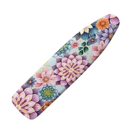 Boho Flower Pink Ironing Board Cover 15 * 54 inch Fits Most Standard Boards Ironing Accessory for Modern Home Decor - color: Boho Flower