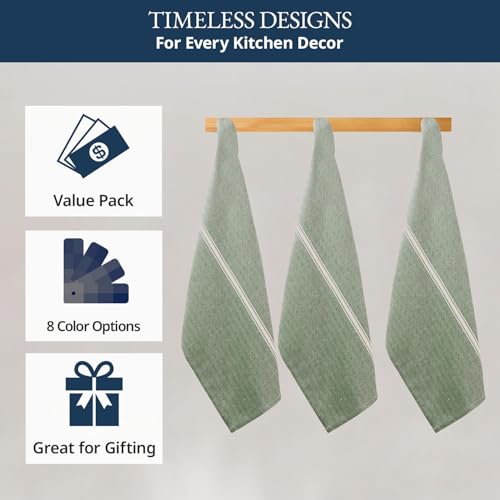 LANE LINEN 100% Cotton Dish Towels Absorbent Lint-Free 12 Pack - color: 03: Olive, size: 12 Pack