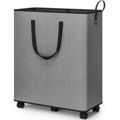 SpaceTrove Rolling Laundry Basket with Wheels, Laundry Hamper, 155L, Grey - color: Grey, size: 155L