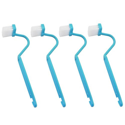 4PCS V-Shape Plastic Curved Brush Blue 7.9x1.4 inch Toilet Corner Edge Cleaning Brush S-Shape Toilet Cleaning Brush Curved Handle Sanitary Brush Bathroom Brush