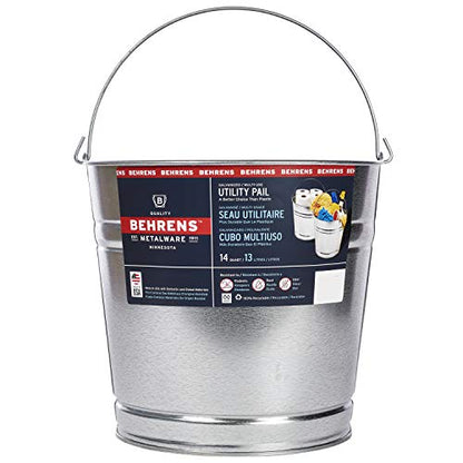 Behrens Galvanized Steel Utility Pail 14-Quart - size: 14 quarts, style: Galvanized