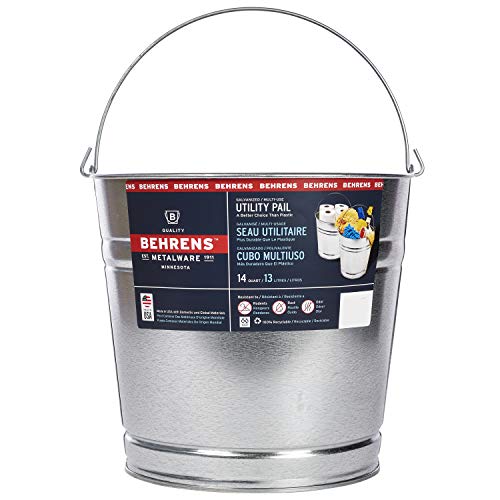 Behrens Galvanized Steel Utility Pail 14-Quart - size: 14 quarts, style: Galvanized