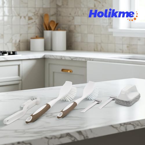 Holikme Dish Brush Cleaning Brush Set for Cleaning Groove Gap,Brown - color: Brown