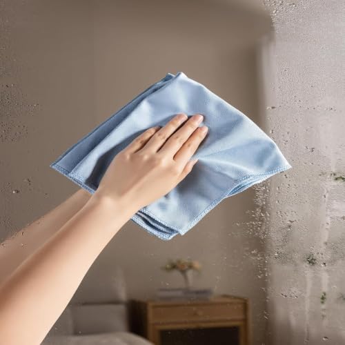 Microfiber Glass Cleaning Cloth 8 Pack, 16 Inch x 12 Inch, Lint Free Quickly Clean Window, Glasses, Windshields, Mirrors, and Stainless Steel, Blue - color: Blue1