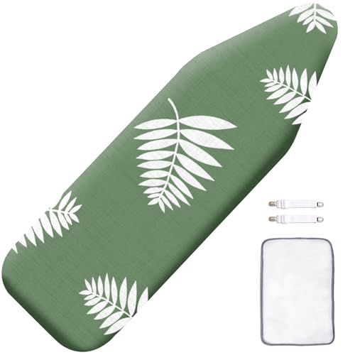 SheeChung Ironing Board Cover and Pad 15"x49", Scorch and Stain Resistant - color: Green+leaf, size: 15"X49"
