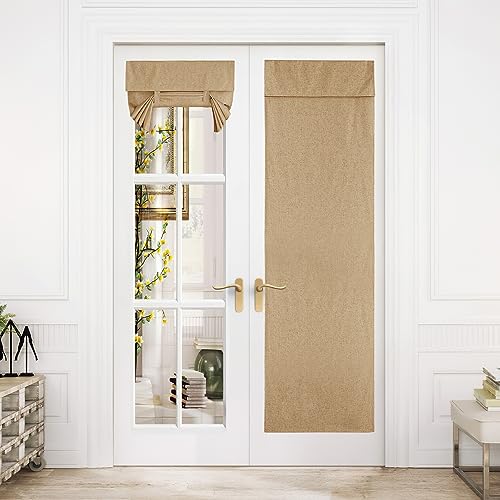 NICETOWN French Door Curtains for Window, 100% Blackout Privacy Curtains - color: Camel, size: 26"W x 72"L (Pack of 1)