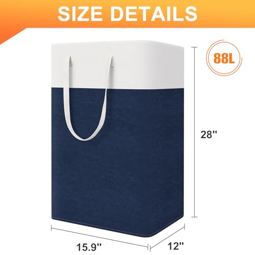 TasticTotes Laundry Basket 3-Pack, Laundry Hamper, 88L-Blue - color: Blue, size: 88L