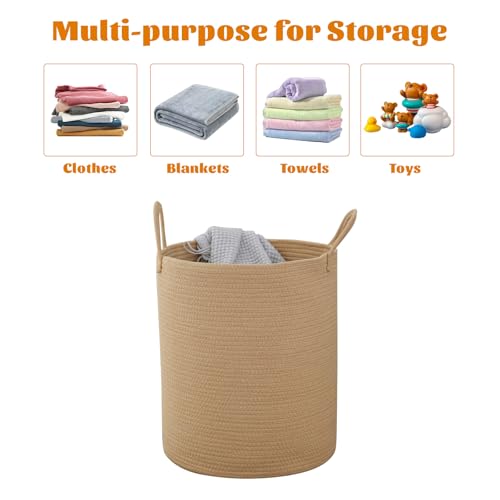 Woven Laundry Basket, Nursery Hamper, 15x15x18 Inch, Oatmeal - color: Oatmeal