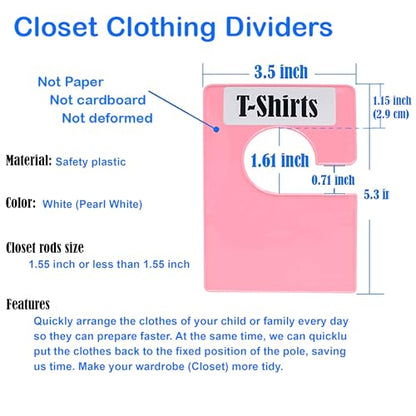 32 Pack White Clothing Rack Size Dividers Plus 75 Labels (1 Inch) and 30 Large Blank Labels, Large Rectangular Clothing Closet Dividers (Pink) - color: Pink, size: 32 PACK
