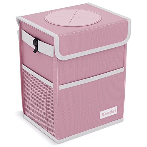 K KNODEL Car Trash Can with Lid, Car Garbage, Bin and Bag (Pink, Medium) - color: Pink, size: Medium