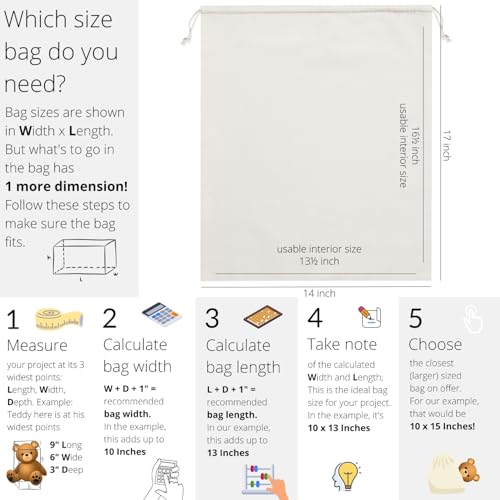 PALTERWEAR Heavy Duty Cotton Drawstring Bags 4-Pack - 270 GSM Thick Cloth Pouches for Gifts, Travel, Dice, Jewelry, Laundry - Double Drawstring (Natural Beige, 14 x 17 Inches) - color: Natural Beige, size: 14 x 17 Inches