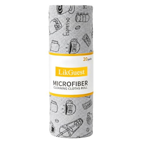 Microfiber Cleaning Cloth Roll, 20 Pack Tear Away Reusable Microfiber Towels, 10"×10" Lint Free Scratch Free Cleaning Rags, Ultra Absorbent Washable Cloths for Indoor and Outdoor-Gray - color: Grey, size: 20pack(1 roll)