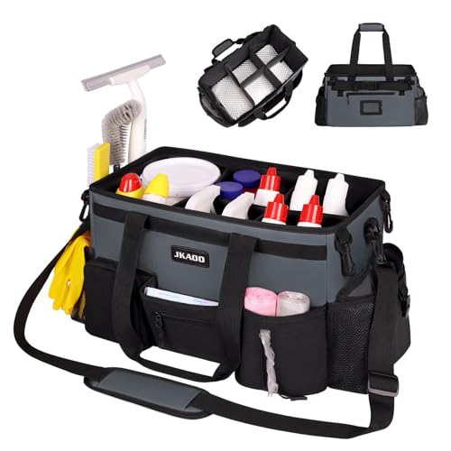 JKAOO Large Wearable Cleaning Caddy Bag with Handles, Gray - color: Gray