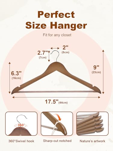 HOUSE DAY Walnut Wooden Hangers 30 Pack, Heavy Duty Wooden Coat Hangers - color: Walnut, size: 30 Pack