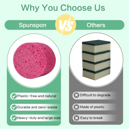 3-Pack Large Sponge, Kitchen Sponges, Handy Sponges, Cellulose Sponges, Dish Washing Sponge, Natural Sponge, Car Washing Sponge, Eco Friendly Sponge (Round, 4" X 4" X 2"), Pink - color: B-pink