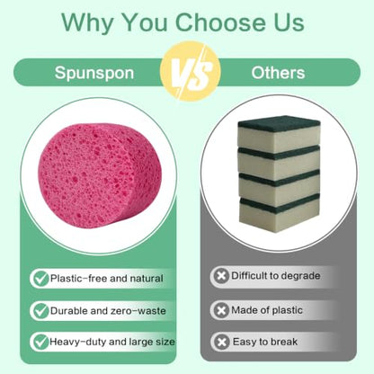 3-Pack Large Sponge, Kitchen Sponges, Handy Sponges, Cellulose Sponges, Dish Washing Sponge, Natural Sponge, Car Washing Sponge, Eco Friendly Sponge (Round, 4" X 4" X 2"), Pink - color: B-pink