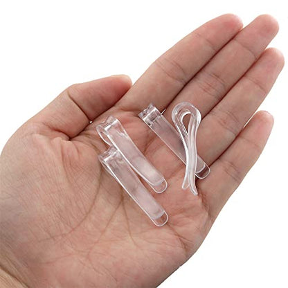 MEETOOT 150pcs Transparent Plastic Alligator Clip 39mm Shirt Fixing Packing Clip U Shape Plastic Clothespins for Ties Socks Pants Shirts - color: Transparent