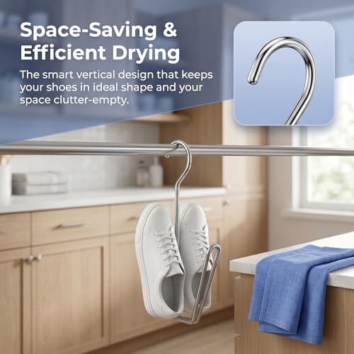 4pc Durable Stainless Steel Shoe Rack Hanger - Space-Saving Metal Storage Hook for Coats, Hats & Slippers, Perfect for Indoor & Outdoor Use