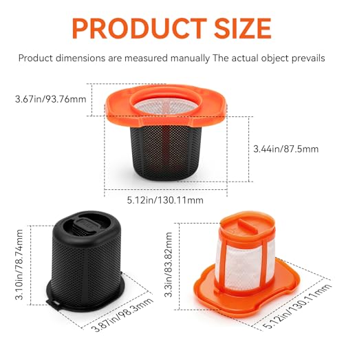 N651381 Vacuum Pre-Filter & 2 Pcs HHVKF10 Filter Replacement, Washable
