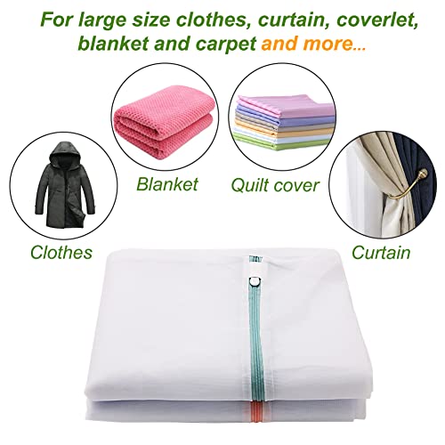 Tenn Well 2Pk 35x27" Large Mesh Laundry Bags Fine Net Washable for Blankets - color: White, size: L (35"x27")