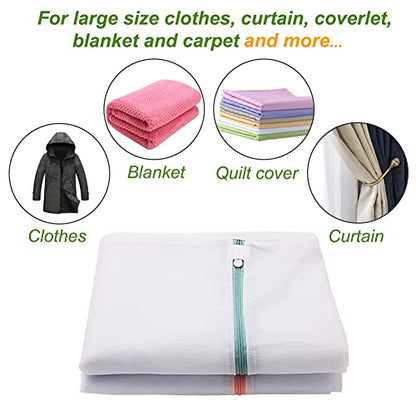 Tenn Well 2Pk 35x27" Large Mesh Laundry Bags Fine Net Washable for Blankets - color: White, size: L (35"x27")
