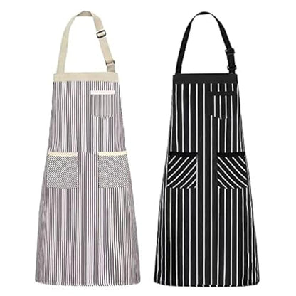 NLUS 2 Pack Kitchen Cooking Aprons, Adjustable Bib Soft Chef Apron with 3 Pockets for Men Women (Umber/Black) - color: Brown 2