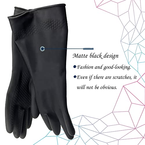 Black Cleaning Rubber gloves, M-L Kitchen Household Dishwashing Latex Gloves, Heavy Duty Chemical Glove