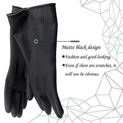 Black Cleaning Rubber gloves, M-L Kitchen Household Dishwashing Latex Gloves, Heavy Duty Chemical Glove