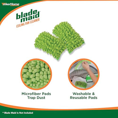 Blade Maid Replacement Microfiber Pads | Reusable, Machine Washable Pads for Blade Maid Ceiling Fan Cleaner with Extendable Pole for High Ceilings, Corner Cleaning Tool | Size 4.9" x 7.7" (Pack of 2) - size: Pack of 2 Replacement Pads