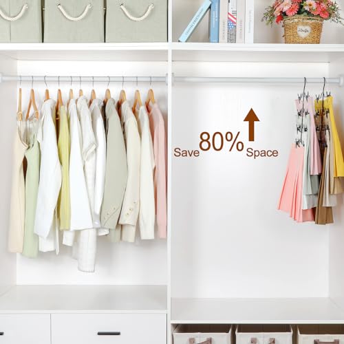 TOPIA HANGER 4 Tier Metal Skirt Hangers with Clips 80% Space Saving 2 Pack - color: All Black, size: 2 Pack
