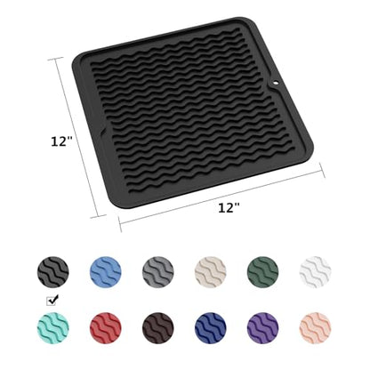 ZLR 4-in-1 Silicone Mat: Air Fryer & Coffee Maker, 12"x12", Black - color: Black, size: 12" x 12"