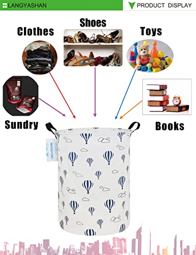 Round Laundry Basket Collapsible Storage Hamper Blue Balloon - color: Blue Balloon