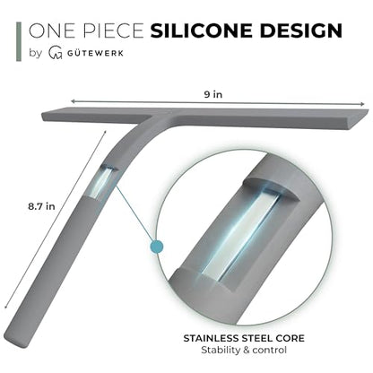 GÜTEWERK Silicone Shower Squeegee with 3-in-1 No-Drill Mount, Grey, 9'' - color: Gray, size: 9 Inches