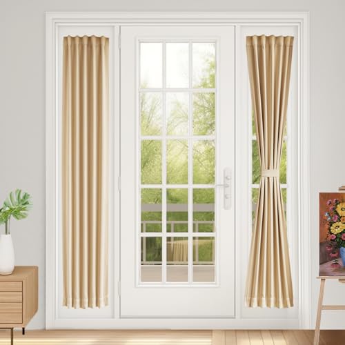Vatge Beige Sidelight Curtains for Front Door - Sidelight French Door Curtains for Patio/Entryway, 1 Panel, W12 x L72, Beige - color: Beige, size: 12"W x 72"L (Pack of 1)