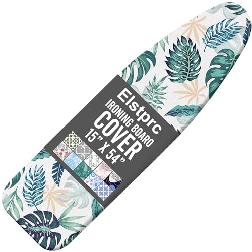 Boho Ironing Board Cover and Pad 15x54 Inch, 100% Cotton Surface Heavy Duty Iron Cover, Standard Size Ironing Board Covers, with Elastic Edge & 2 Hook & Loop Fastener Straps for Easy Installation - color: Boho02