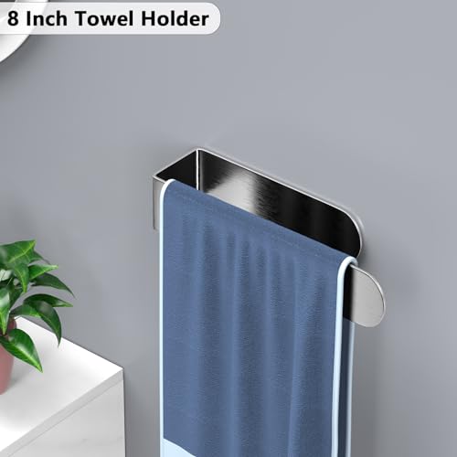 HUFEEOH Towel Bar Set, 2 Pack, Silver 8 and 14 Inch Towel Racks, U-Shaped - color: Silver, size: 2PC (8 Inch + 14 Inch)