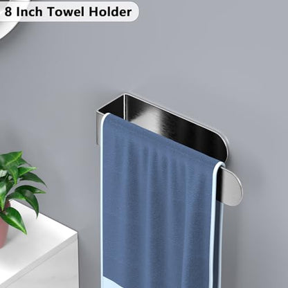HUFEEOH Towel Bar Set, 2 Pack, Silver 8 and 14 Inch Towel Racks, U-Shaped - color: Silver, size: 2PC (8 Inch + 14 Inch)