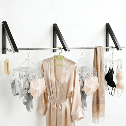 FOLAI 3-Piece Drill-Free Folding Clothes Drying Rack (Black) - color: Black, size: 3-Piece