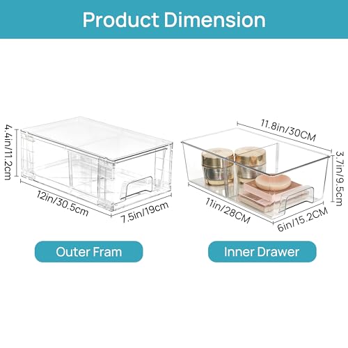 Vtopmart 10 Pack Stackable Clear Drawer with Dividers - size: 10Pack 4.4"H-with Dividers