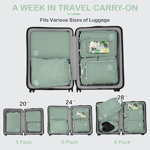 Cipway Compression Packing Cubes for Travel (6 Piece,Sage Green) - color: Sage Green, size: 6PCS