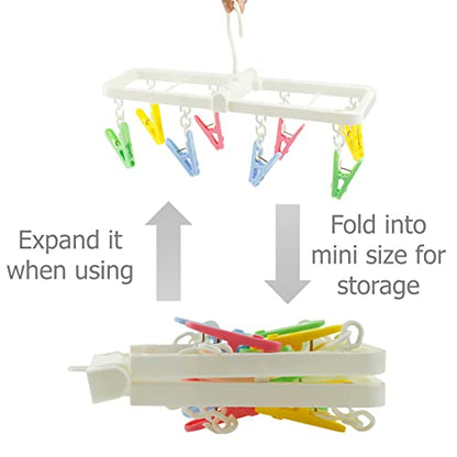 EIKS Laundry Hanger Home & Travel Drying Rack with 8 Clips