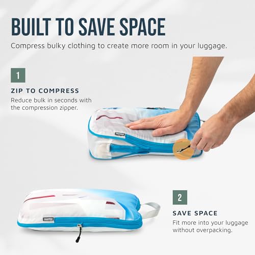 TRIPPED Travel Gear Large Compression Packing Cubes 7-Piece Set for Travel - color: Bucketlist
