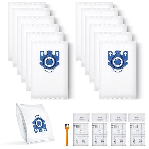Rowhalf 12 Pack 3D Airclean Dust Bags for Miele GN C1 C2 C3 S2 S5 S8 Vacuum - size: 12 pack-GN