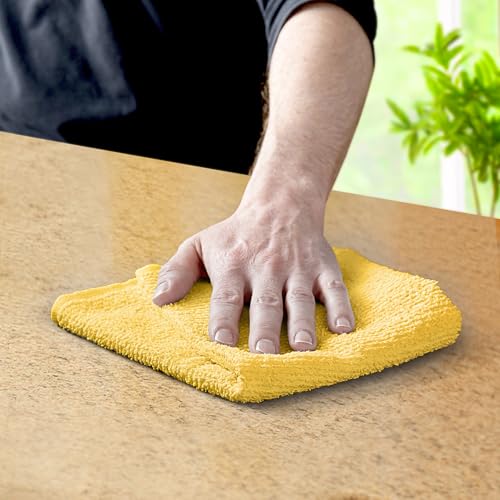 Avalon Towels Bar Towels (Pack of 120) Size 14x17 Inches – 100% Cotton, Absorbent and Reusable Cleaning Rags, Multipurpose Cleaning Towels, Terry Cloth Rags, Durable Shop Rags (Yellow) - color: Yellow, size: Pack of 120