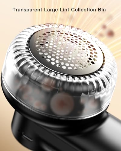 coldSky Rechargeable Fabric Shaver, Lint Shaver with Digital Display, Sweater Shaver with 6-Leaf Blades and Safety Lock, 3-Speeds Defuzzer Remove Fuzz, Pills from Clothes, Furniture, Sofa, Blanket - color: Black