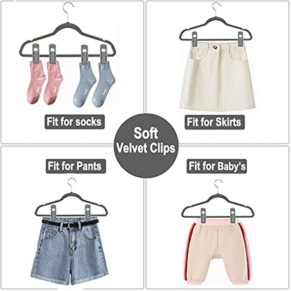 TOFIIGREM Grey Velvet Clips - 20 PCS Non Slip Clips for Slim Velvet Hangers - color: Gray, size: 20pc