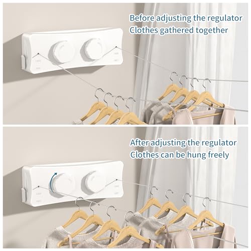 JOOM Retractable Clothesline Indoor, Dual 2 x 13.8 FT Clothes Lines, White - color: White Update