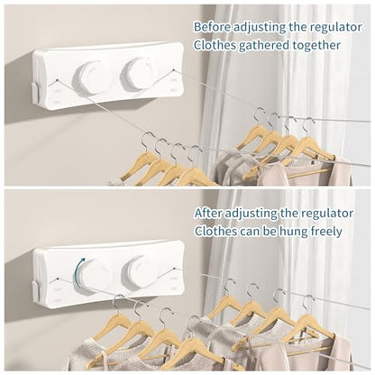 JOOM Retractable Clothesline Indoor, Dual 2 x 13.8 FT Clothes Lines, White - color: White Update